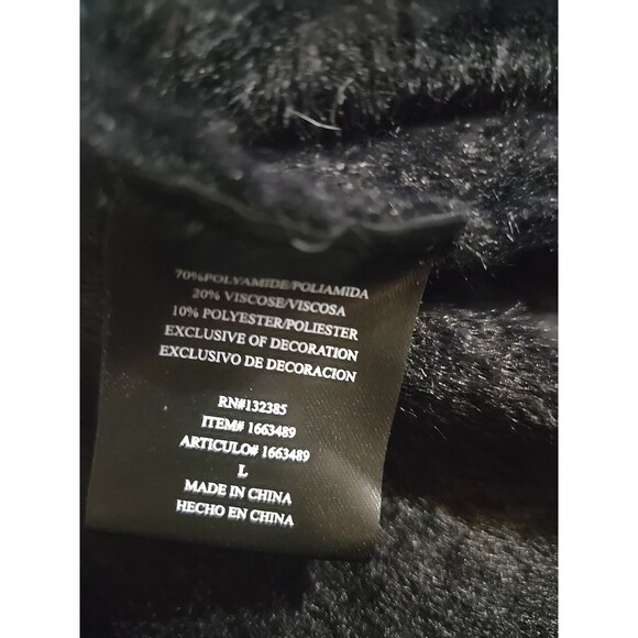 LOVE TOKEN Black Faux Fur Cozy Open Front Cardigan Size Large - Picture 11 of 12